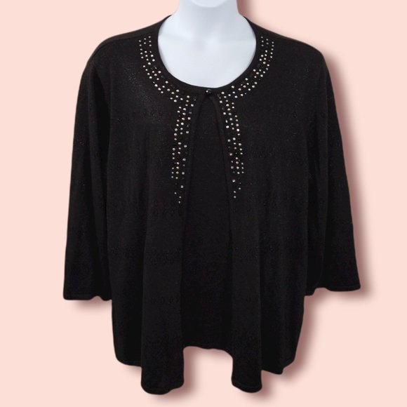 Alfred Dunner Tops - Gorgeous Alfred Dunner One Piece Sweater & Tank with Studs & Rhinestones Size 3X